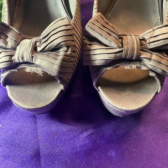 📌Blake Scott Beautiful Plated Fabric Open Toe 5" High Heel Pumps with Platform - Picture 3 of 12